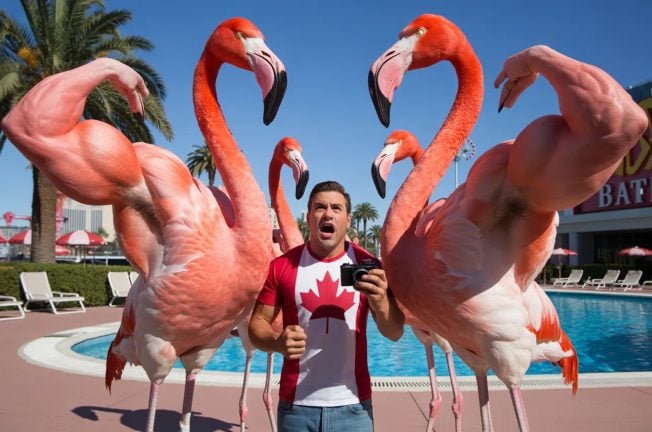 Flamingos Beat Crap Out of Tourist at Flamingo Las Vegas